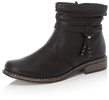 Rieker Damen Ankle Boots Z4953, Frauen Stiefeletten,uebergangsschuhe,uebergangsstiefel,flach,Stiefel,Bootee,Booties,schwarz (00),38 EU / 5 UK