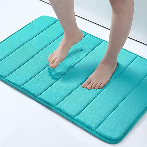 Homaxy Memory Foam Badezimmer Badteppich Saugfähige Rutschfester Badvorleger Waschbar Badematte - 41 x 61 cm, Pfau Grün