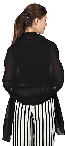 World of Scarf Soft Chiffon Scarves Shawls Wraps and Pashmina for Evening Party (Black)