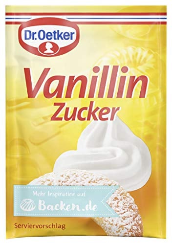 Dr. Oetker Vanillinzucker, 10 x 8 g, Zucker verfeinert mit Vanillin, zum Backen und Süßen von Kuchen, Desserts & Shakes, vegan