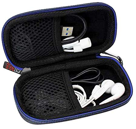 GUBEE Kopfhörer Tasche mit Schnalle,Tragbar Aufbewahrungskoffe Hart Reise Case Hülle Etui für In Ear Ohrhörer,MP3 Player, iPod Nano,Daten und Ladekabel (schwarz)