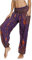 Nuofengkudu Damen Hippie Haremshose Yogahose mit Taschen Thai High Waist Yoga Hosen Leichte Dünn Boho Ethno Muster Strand Sommerhose Pumphose Freizeithose(W-Dunkel Lila Pfau,One Size)