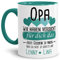 Tassendruck Geschenk Tasse mit Spruch PERSONALISIERT - Bestes Geschenk für Opa von Enkelkindern - Kaffee-Tasse/Geschenkidee Geburtstag Vatertag/Vatertagsgeschenk - Innen & Henkel Türkis