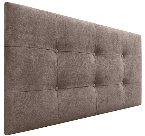 DHOME Kopfteil, gepolstert, 8 cm dick, gepolstertes Kopfteil Acualine, Stoff und Kunstleder, Kopfteile für Doppel- und Einzelbett (brauner Stoff, 110 cm (Betten mit 80/90/105))