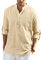 Enlision Mens Cotton Linen Shirt Long Sleeve Button Down Summer Beige Henley Shirts Casual Business Shirt Tops XL