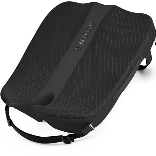 SNUGL Memory Foam Seat Cushion - Ergonomic Coccyx Cushion for Sciatica Pain Relief, Perfect for Car Seat, Office Chair, Gaming and More - Hypoallergenic, Durable, Machine Washable Cover - BLACK MESH