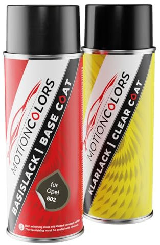 MOTIONCOLORS Olivgrün 602 für Opel Autolack Sprühdosen Set Basislack Klarlack Spraydose 400ml