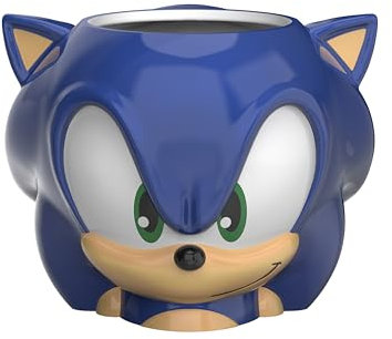 Zak Designs Sonic the Hedgehog Sculpted Ceramic Coffee Mug for Hot Drinks, Collectible Keepsake with Unique 3D Character (15 oz, Sonic)