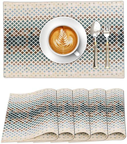 Ruvanti Placemats - 100% Cotton, 13x19 Inch, Set of 6 Modern Place Mats for Dining Table Decor, Kitchen & Table Linens, Coffee Mat for Christmas Dinners - Faded