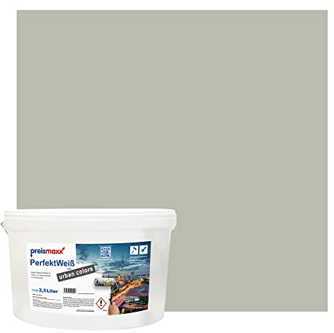 Preismaxx Perfektweiß urban colors, bunte Wandfarbe, grün, braungrün, brown-green 2,5L, Innenfarbe, hohe Deckkraft Klasse 2, matt