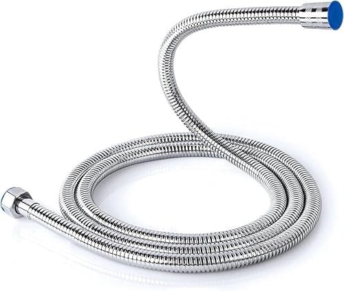 Shoes Lane Anti Kink with 2 Washers Stainless Steel Shower Hose Chrome Pipe Universal Size (2.5 Meter)
