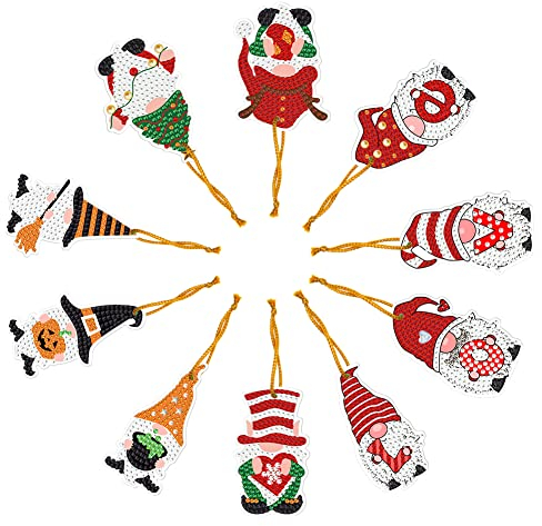 Starnearby 10 Stück Diamond Painting Weihnachts Anhänger,Weihnachten Anhänger | Christbaumschmuck | Weihnachtsanhänger | Weihnachtsdeko