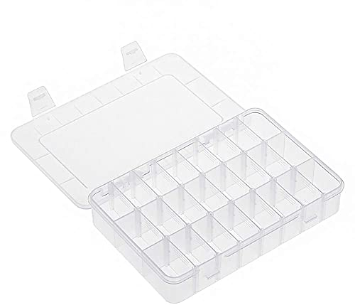 24 Gitter Klare Aufbewahrungsbox mit Fach, Kunststoff Schmuck Organizer Box für Washi Tapes, Handwerk, Perlen, Schmuck, Kleinteile