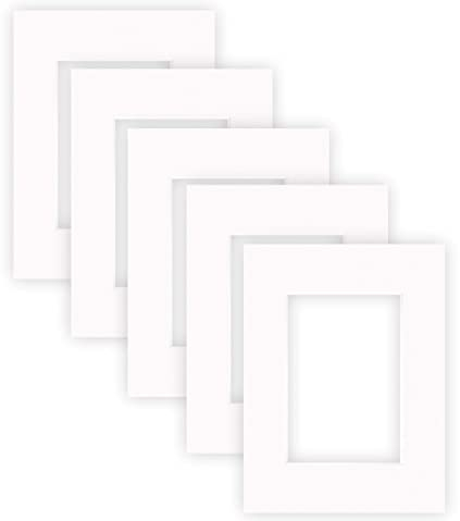 nielsen Conservation Passepartout Karton 1,5 mm | 5er Set | Außenformat 18x24 cm für Bildformat 10x15 cm | Reinweiß (hellweiß) | glatte Oberfläche