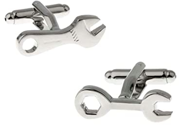 Banemi Stepfather of The Groom Cufflinks, Mens Silver Cufflinks Brass Spanner Wedding Gifts for Groom 21X11.5MM