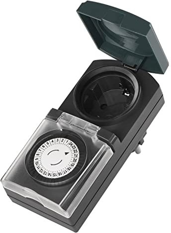 EMOS - mechanische Outdoor Zeitschaltuhr mit Schuko-Steckdose - 48 Zyklen je 30 Minuten - 3680W - ideal zur Steuerung von Bewässerungssystemen und Weihnachtsdekorationen - IP44 für Außenbereich - weiß