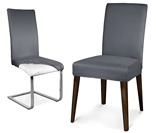 BEAUTEX Mikrofaser Stuhlhusse Sets, Mikrofaser Stuhlbezug, elastische Stretch Husse, Set Größe und Farbe wählbar (8er Set, Anthrazit)