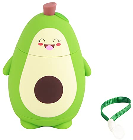 SPYMINNPOO Bonita Botella de Agua, Taza de Bebida de Jugo de Niña de Dibujos Animados, Taza de Agua de Vidrio de Doble Capa de Diseño de Aguacate, Regalos para Estudiantes con Cordón de