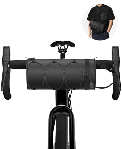 Fahrradtasche Lenker, 2.5L Fahrrad Lenkertasche Wasserdicht, Lenkertasche Fahrrad Lenkertaschen mit Schultergurt, Fahrradlenker Vordertasche für Mountainbike Rennrad, Schwarz