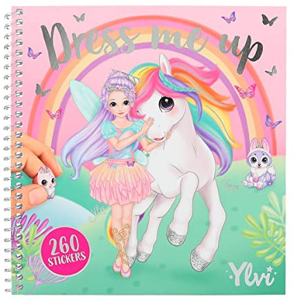 Depesche 12579 Ylvi Dress Me Up - Stickerbuch mit 24 Seiten zum Gestalten von Einhorn- und Feen-Motiven, Malheft mit 11 Stickerbogen