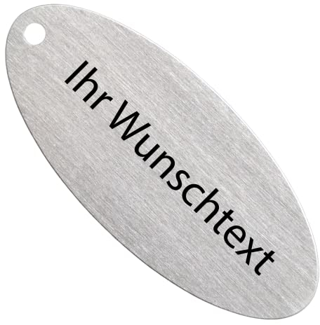 WIENS3D Schlüsselanhänger mit Gravur | Hotel | Oval 75 x 32 x 2 mm | Personlisiert mit Name Adresse Telefonnummer Zimmernummer Hotelname
