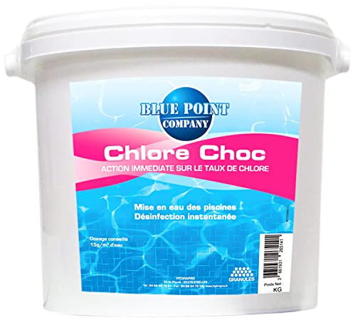 Chlore Choc Piscine – Traitement Eau Verte, Trouble, Algues et Les Micro-Organismes/Action Rapide, Entretien et rattrapage de l’Eau, Chlore Choc granulés 1kg et 5kg (5KG)