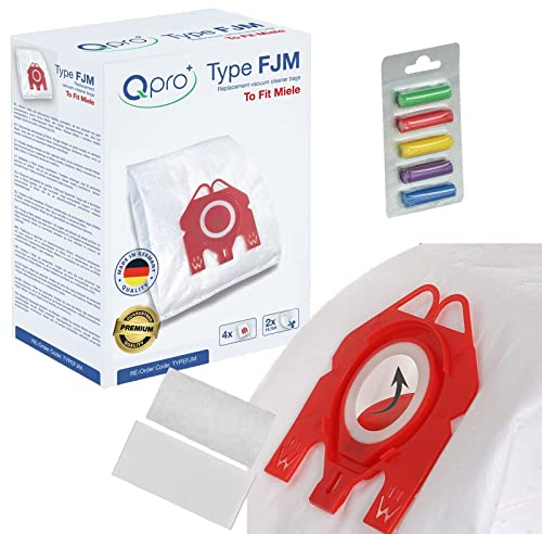 Qpro Microfibre Vacuum Cleaner Dust bags Compatible With Miele Complete C1, Compact C1, Compact C2 Type FJM vacuum cleaners with Qpro Rainbow Vacuum Cleaner Bag Air Fresheners