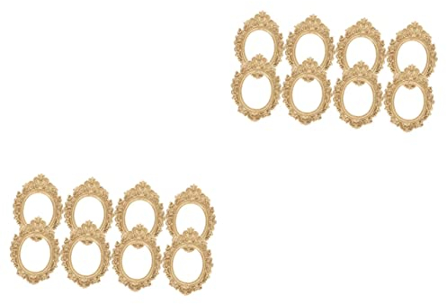 STOBOK 16 Stück Fotorahmen Vintage- Vintage-Bilderrahmen Mini-Rahmen Fotorahmen Dekorationsrahmen Ornament Mini-Ornament-Rahmen Kristall-Epoxy-Dekorationsrahmen Harzmaterial Golden