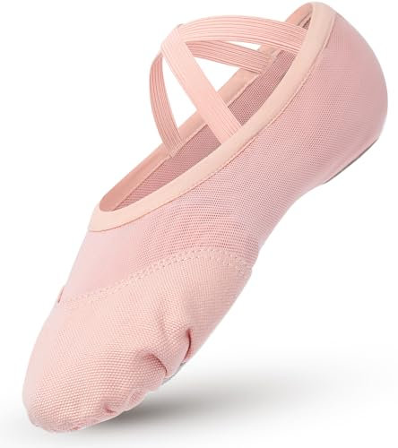 Scarpette Danza Classica Bambina Mezze Punte Estensibile Scarpe Ballerina Tela Mesh Scarpe da Ballo per Bambina Ragazze Donna Adulto Colore Rosa EU 32