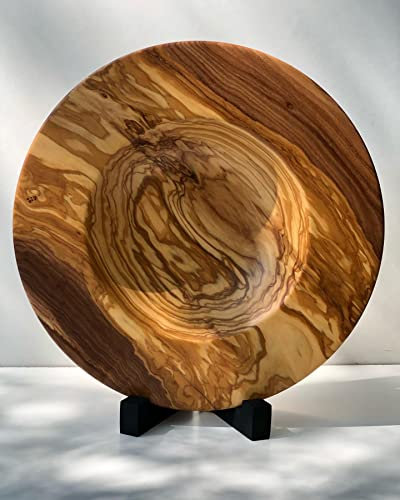 Holz Platte aus Olivenholz ø 40 cm Teller. Handarbeit aus Griechenland (1022)
