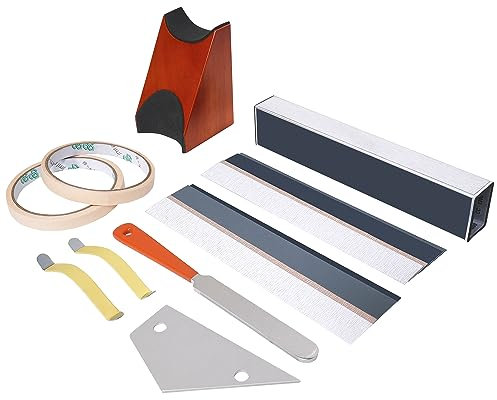 Meideal Guitar Fret Leveling Kit, Luthier Repair Tool Kit Includes Sanding Beam Fret Leveler, Fret Crowning File, Fret Rocker, String Spreaders, Guitar Neck Rest Cradle, Replacement Sandpapers