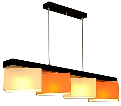 FKL DESIGN Home Deco Hängelampe Hängeleuchte Milano M4H MIX Lampe Leuchte 4 flammig verschiedene Varianten (Creme-Orange)