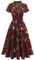 Wedtrend Petticoat Kleid Damen Rockabilly Kleider Damen Elegant Abendkleid Midi mit Ärmeln Kleid Informell Freizeitkleid WTP30001 BurgundyChristmasDeer S