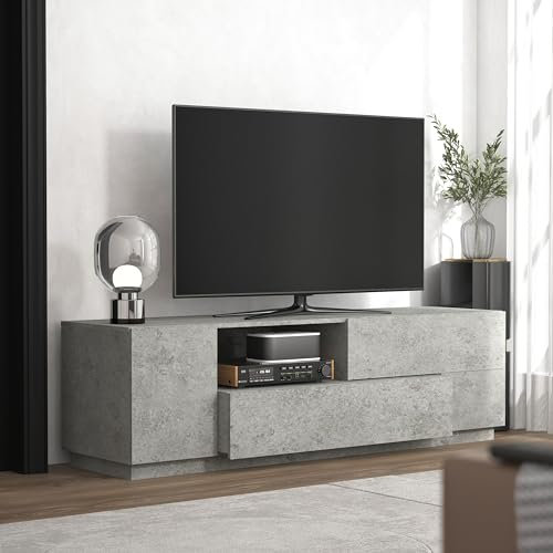 Galano Paxton TV Unit, Entertainment Centre for up to 60 TV, TV Stand Cabinet for Living Room, Large Storage (Concrete)