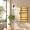 EMKE Towel Radiator Bathroom Heated Towel Rail 650 x 450 mm, Flat Panel Towel Rail Radiator Versatile Wall/Floor Mounted Bathroom Radiators Gold