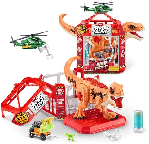 ROBO ALIVE Dino Escape Serie 1 von ZURU, batteriebetriebenes Roboterspielzeug mit Leuchteffekt, T-rex