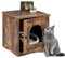 Relaxdays Meuble de Toilette pour Chat, Porte & Ouverture, Design Industriel, HxLxP: 50x48x50 cm, Cache-litière, Marron
