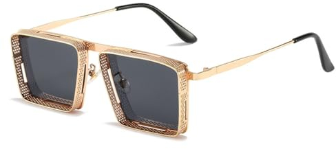 MUTYNE Retro-Punk-Sonnenbrille für Herren, quadratisch, Steampunk-Modebrille, schwarze Farbtöne, Vintage-Luxus, K02, Einheitsgröße