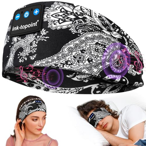 ink-topoint Sleep Headphones Headband Bluetooth 5.4 Soft Headphones for Sleeping & Sport with Thin Speakers,Wireless Music Earphones Tech Gifts for Men Women Teens Yoga Workout Fitness Relax Travel