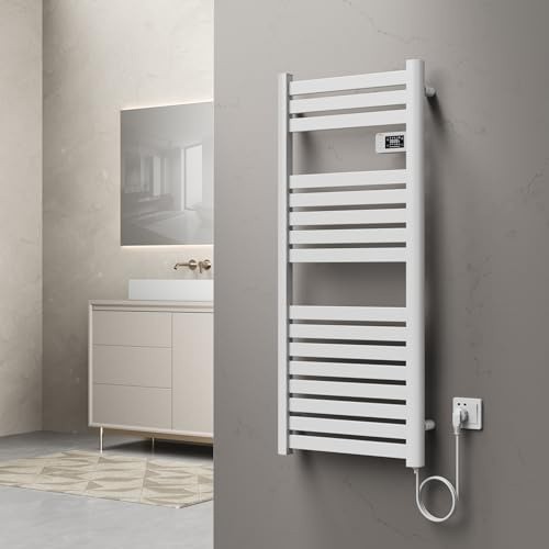 pro.tec Secatoallas Radiador Toallero Eléctrico Mural Secatoallas con 16 Lamas Potencia 500W Modo Confort Eco y Ventana Abierta para Espacios Reducidos Aluminio 120 x 50 cm - Blanco