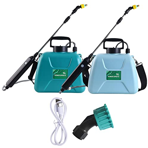 1/2 Pack Pump Pressure Sprayer - 5L Garden Water Spray Bottle, Battery Operated Backpack Sprayer | Telescopic Rod Spray Bottle with 2 Nozzles, Shoulder Strap Sprayer for Plant Cleaning