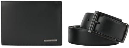 Police Coffret cadeau pour homme, Noir avec plaquette, ceinture noire et tête de maure, 125 cm