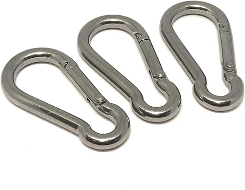 10 x Edelstahl V4A Karabiner Haken, 5x50 mm, NIRO AISI 316, rostfrei und säurebeständig