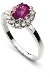 MUAU Schmuck Ring Weissgold 750 Rubin 0.92ct.Brillanten 0.39ct.