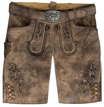 Spieth & Wensky Lederhose Eisenstadt rustikal Lombok schwarz mit Gürtel | Ledershort Ziegenvelours Herren | (DE/NL/SE/PL, Numerisch, 48, Regular, Regular, rustikal Lombok schwarz)