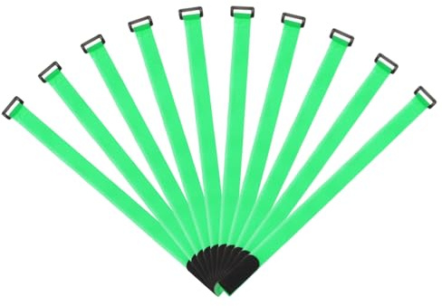 sourcing map Fastening Hook and Loop Cable Tie 20 Inch x 1 Inch Reusable with Buckle Adjustable Multi-Purpose Wire Strap for Cord Management Green, Pack of 10