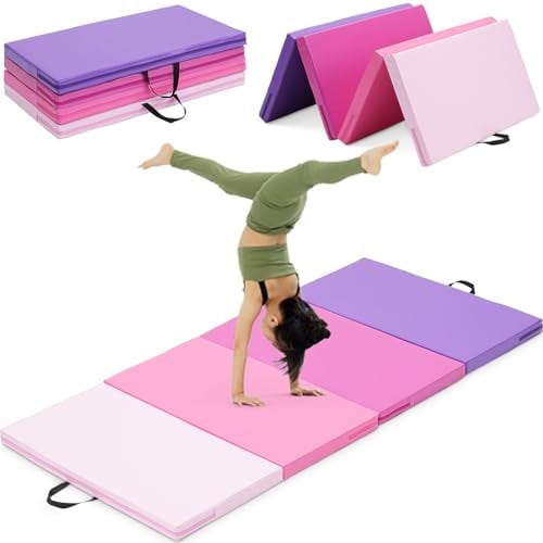 Oneofics Gymnastics Mat, 3'x6'x2'' Thick 4-Panel Kids' Folding Tumbling Mat