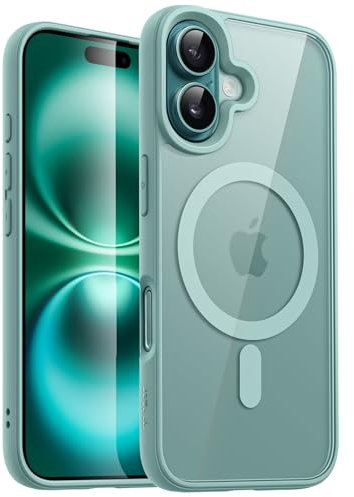 JETech Magnetic Case for iPhone 16 Plus 6.7-Inch Compatible with MagSafe, Shockproof Phone Bumper Cover, Solid Color Matte TPU Frame, Anti-Scratch Clear Back (Teal)