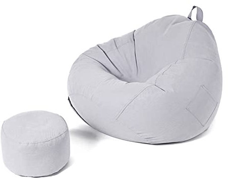 Sofdicht Sitzsack Bezug ohne Füllung, Indoor Sitzsack Hülle Sitzsack Abdeckung aus Hochwertigem Baumwoll-Leinen-Canvas für Erwachsene und Kinder,Light Gray,90x100cm