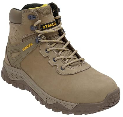 STANLEY Lithgow Men's Nubuck Leather, Heat Resistant, Steel Safety Toe, Steel Midsole Plate Work Boot, Stone UK11